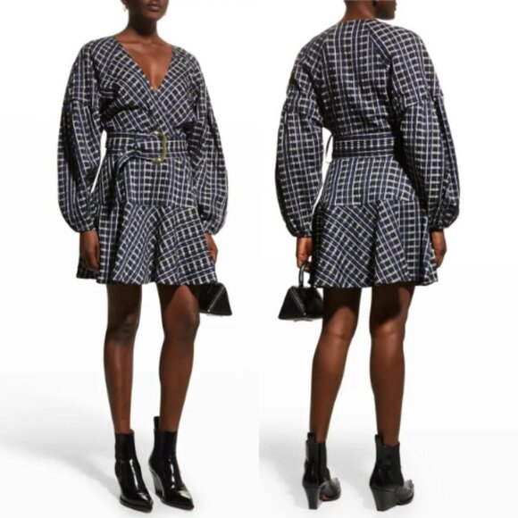 Tanya Taylor Dresses & Skirts - New! Tanya Taylor Nicola Puff-Sleeve Belted Check Mini Dress nwt 17334